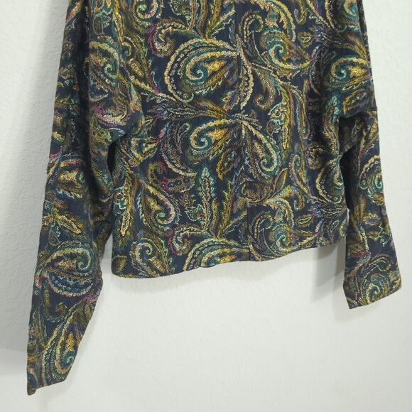 Vintage Cropped Blazer Womens Small Gold Metallic Party Glam Holiday Cocktail - Picture 9 of 9